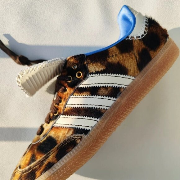 New Adidas x Wales Bonner Samba Pony Leopard Print Women's Sneaker - Picture 2 of 9